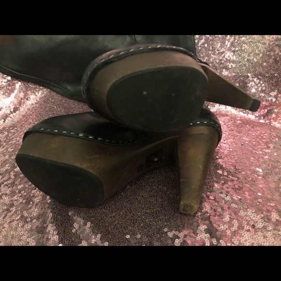 Spector leather knee-high wood heel boot - Picture 2 of 5